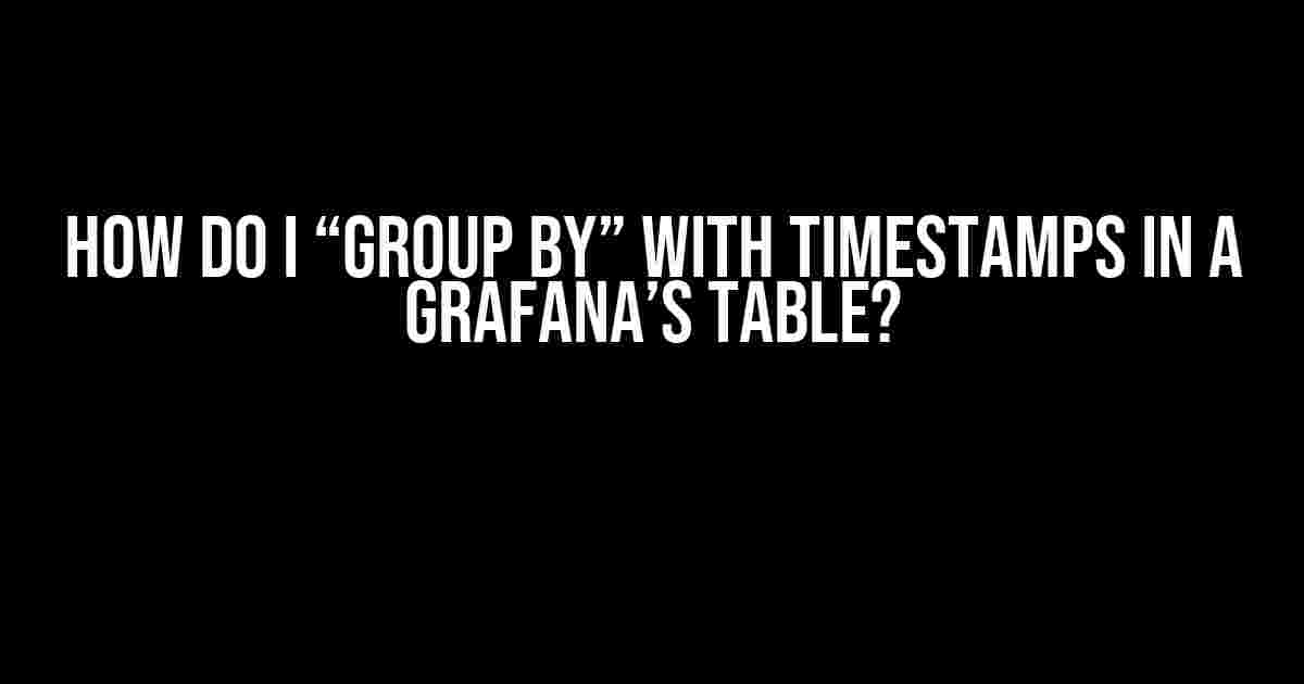 How do I “Group by” with Timestamps in a Grafana’s Table?